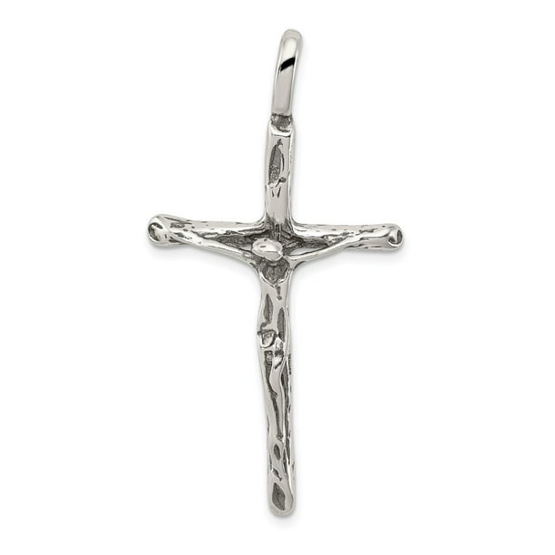 Solid 925 Sterling Silver Vintage Antiqued Cross Charm Pendant 27mm x 16mm